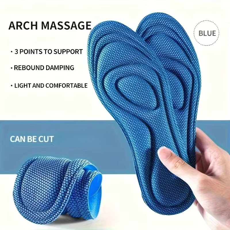 Insole Memory Foam - 4 個スポーツマッサージインソールメモリーフォームインソール靴用男性女性ナノ抗菌マッサージスポーツインソール足