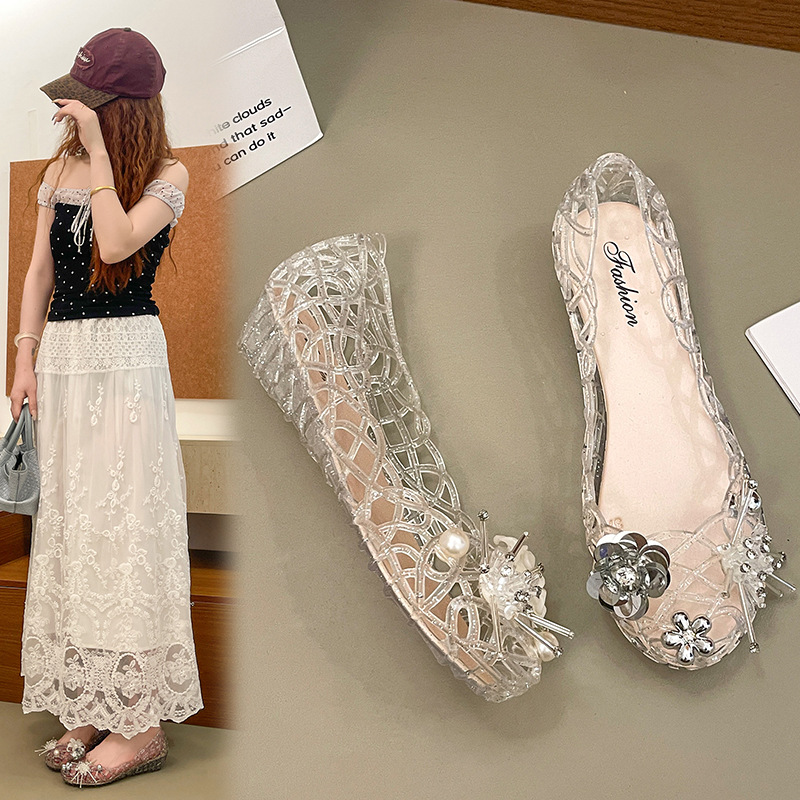 Insole Memory Foam - 2026年 レディース ストレッチクロシェシューズ メモリーフォームインソール 透かし彫り ファッションサンダル