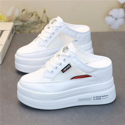 Sneaker Care Set - 新しい女性スニーカースリッパ通気性メッシュカジュアルミュールシューズ女性のファッションスニーカーレースアップレジャー女性加硫スライド