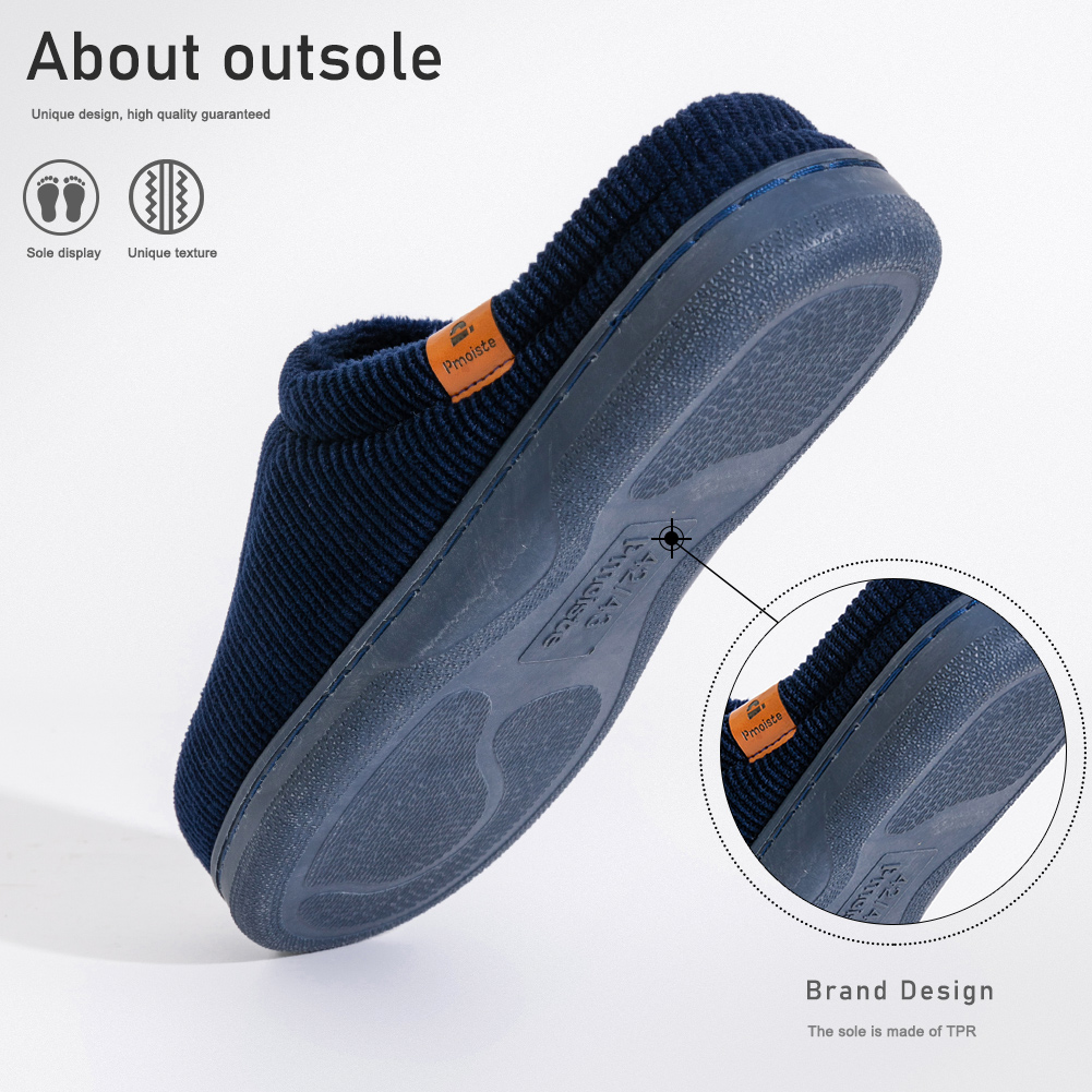 冬用メンズスリッパ TPRソール 滑り止めストライプデザイン - Insole Memory Foam のレビューと価格