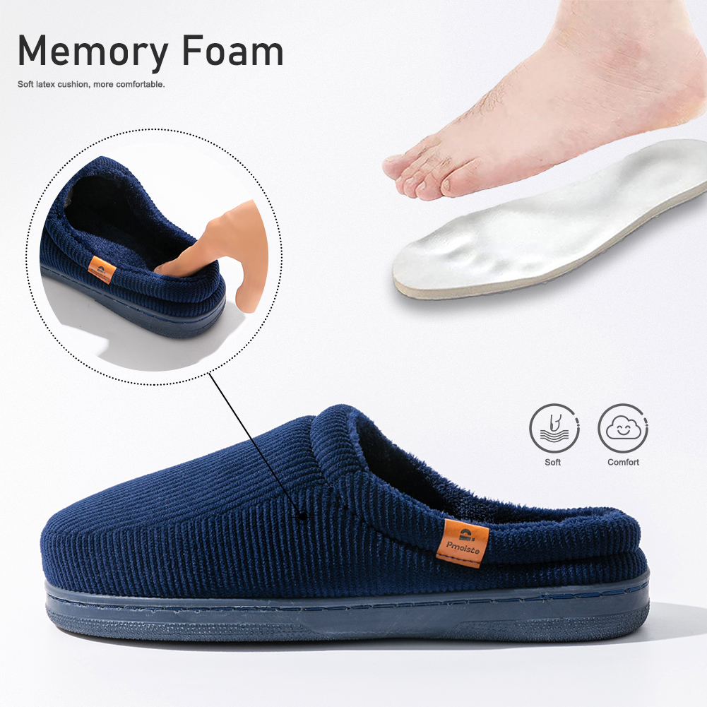 冬用メンズスリッパ TPRソール 滑り止めストライプデザイン - Insole Memory Foam のレビューと価格