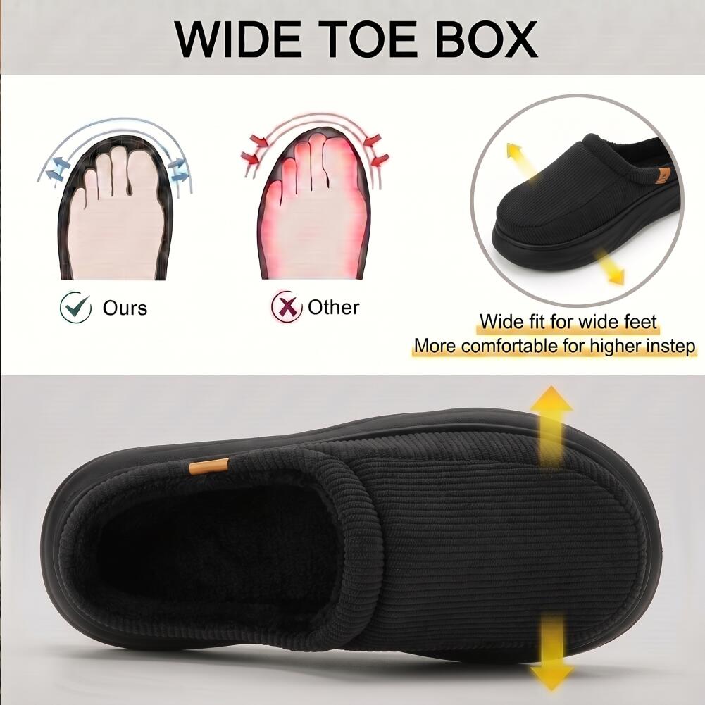 幅広のメンズアーチサポートスリッパ、EVA厚底、コーデュロイ - Insole Memory Foam のレビューと価格